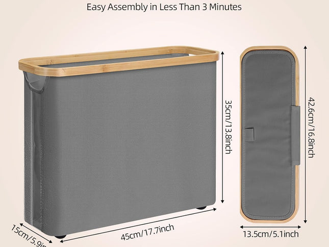 CARLA HOME 2 pack Toilet Paper Storage Basket Holds Up to 12 Rolls with Bamboo Lid and Handle for RV Closet (Grey)-1978962264329424898