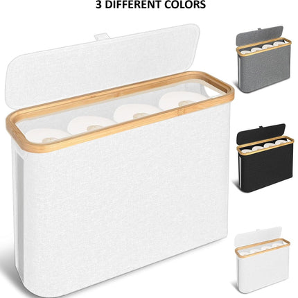 CARLA HOME 2 pack Toilet Paper Storage Basket Holds Up to 12 Rolls with Bamboo Lid and Handle for RV Closet (Grey)-1978962264329424904