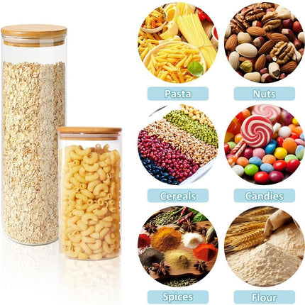 CARLA HOME 12 Pack Glass Storage Jars with Bamboo Lids for Kitchen Pantry, Pasta, Snacks, Cookies, Candy & More-1978962264501391367