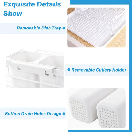 CARLA HOME 2-Tier Dish Drying Rack for Kitchen Counter with Removable Drip Tray, Utensil Holder and Cutlery Organizer-1978962265369612294