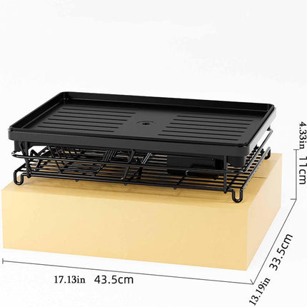 CARLA HOME 2-Tier Dish Drying Rack for Kitchen Counter with Drainboard, Utensil Holder, Cup Rack & Cutlery Organizer-1978962265533190151