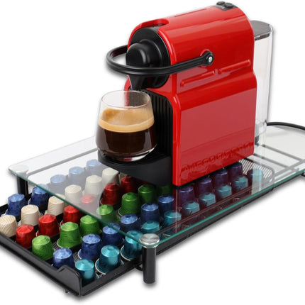 CARLA HOME 60 Coffee Pod Holder Drawer with Tempered Glass Capsule Organizer for Nespresso Pods and Sliding Drawer for Kitchen Countertop-1978962265700962304
