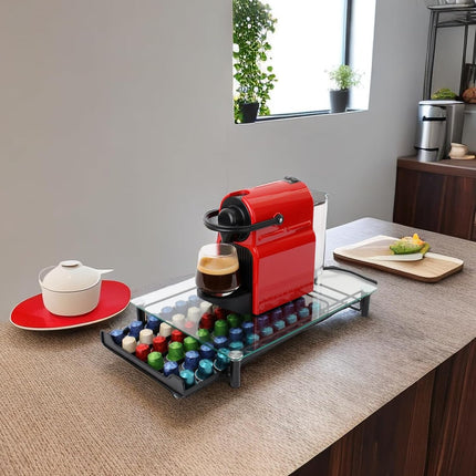 CARLA HOME 60 Coffee Pod Holder Drawer with Tempered Glass Capsule Organizer for Nespresso Pods and Sliding Drawer for Kitchen Countertop-1978962265700962311