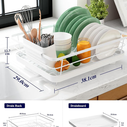 CARLA HOME Dish Drying Rack for Kitchen Counter with Removable Drip Tray, Utensil Holder and Cutlery Organizer-2050057500199358465