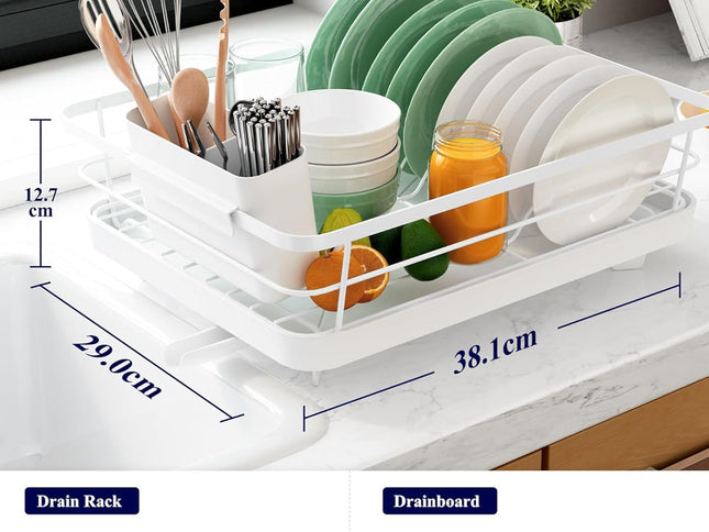 CARLA HOME Dish Drying Rack for Kitchen Counter with Removable Drip Tray, Utensil Holder and Cutlery Organizer-2050057500199358465
