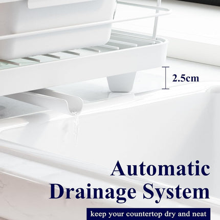 CARLA HOME Dish Drying Rack for Kitchen Counter with Removable Drip Tray, Utensil Holder and Cutlery Organizer-2050057500199358468