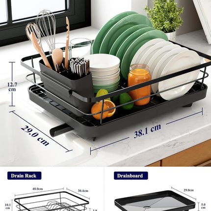 CARLA HOME Dish Drying Rack for Kitchen Counter with Removable Drip Tray, Utensil Holder and Cutlery Organizer-2050057500362936321