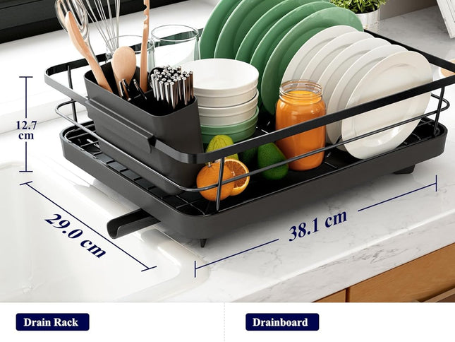 CARLA HOME Dish Drying Rack for Kitchen Counter with Removable Drip Tray, Utensil Holder and Cutlery Organizer-2050057500362936321