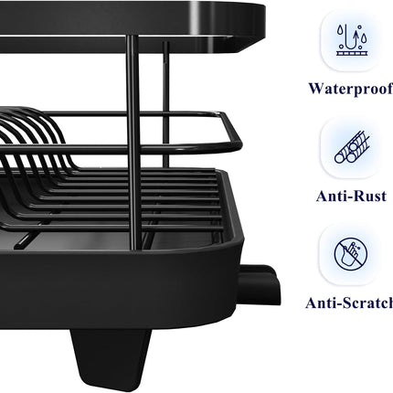 CARLA HOME Dish Drying Rack for Kitchen Counter with Removable Drip Tray, Utensil Holder and Cutlery Organizer-2050057500362936325