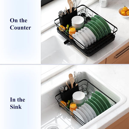 CARLA HOME Dish Drying Rack for Kitchen Counter with Removable Drip Tray, Utensil Holder and Cutlery Organizer-2050057500362936328