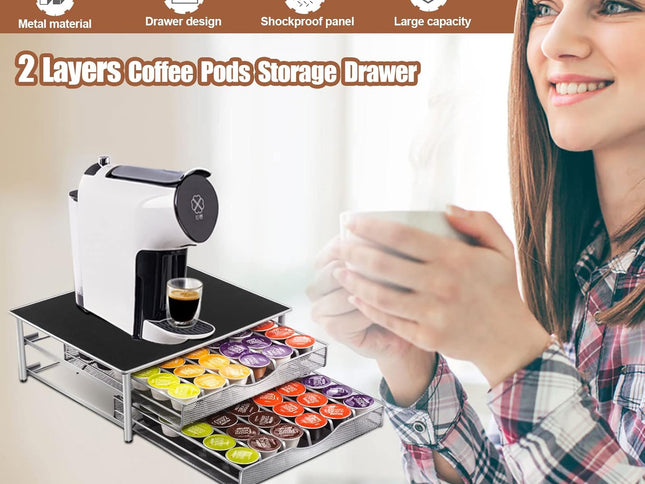 CARLA HOME K-Cup Coffee Pod Drawer for 72 Coffee Pods Storage for Home Kitchen Counter Organizer-2050057500866252801