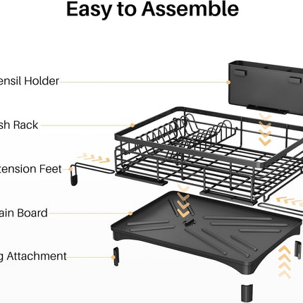 CARLA HOME Expandable Dish Drying Rack with Drainage Spout, Utensil Holder & Drainboardfor Kitchen Countertop Organizer (1 tier)-2050057501034024968