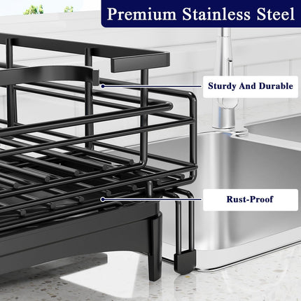 CARLA HOME Expandable Dish Drying Rack with Drainage Spout, Utensil Holder & Drainboardfor Kitchen Countertop Organizer (2 tier)-2050057501205991429