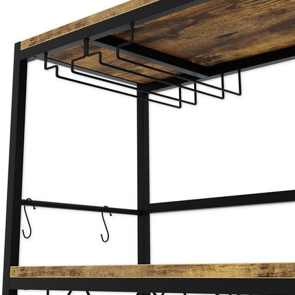 CARLA HOME Large Wine Rack with Glass Holder, Metal Designed Bottle Holder and Wood Countertop for Wine & Champagne-2050057501549924358
