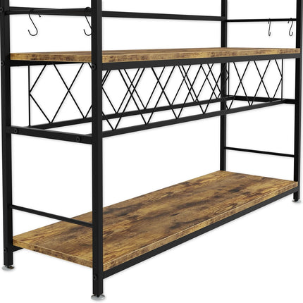 CARLA HOME Large Wine Rack with Glass Holder, Metal Designed Bottle Holder and Wood Countertop for Wine & Champagne-2050057501549924359