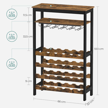 CARLA HOME Large Wine Rack with Glass Holder, Metal Designed Bottle Holder and Wood Countertop up to Wine & Champagne Bottles-2050057501793193987