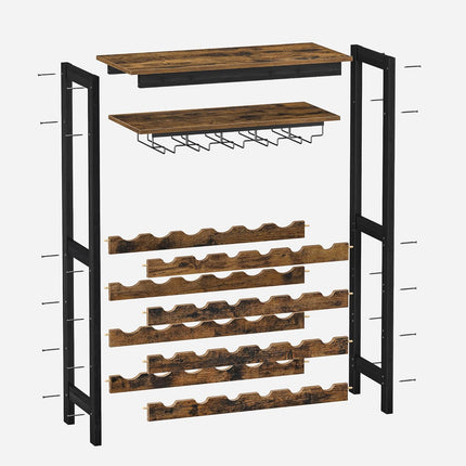 CARLA HOME Large Wine Rack with Glass Holder, Metal Designed Bottle Holder and Wood Countertop up to Wine & Champagne Bottles-2050057501793193992