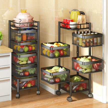 CARLA HOME Metal 5-Tier Rolling Vegetable and Fruit Basket Cart Stand for Kitchen & Storage-2050057502200041474