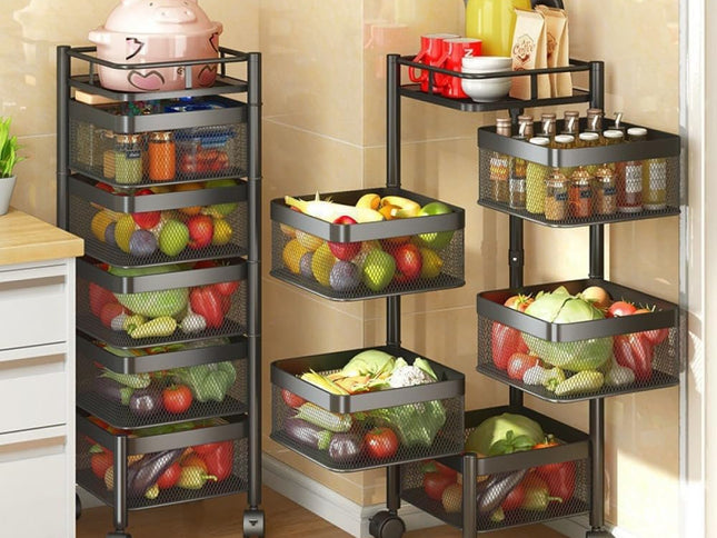 CARLA HOME Metal 5-Tier Rolling Vegetable and Fruit Basket Cart Stand for Kitchen & Storage-2050057502200041474