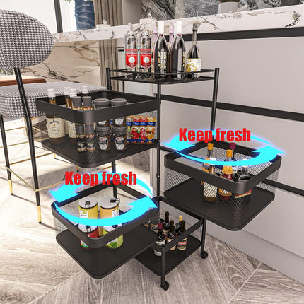 CARLA HOME Metal 5-Tier Rolling Vegetable and Fruit Basket Cart Stand for Kitchen & Storage-2050057502200041475