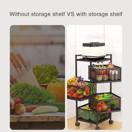 CARLA HOME Metal 5-Tier Rolling Vegetable and Fruit Basket Cart Stand for Kitchen & Storage-2050057502200041477