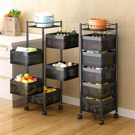 CARLA HOME Metal 5-Tier Rolling Vegetable and Fruit Basket Cart Stand for Kitchen & Storage-2050057502200041478