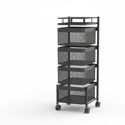 CARLA HOME Metal 5-Tier Rolling Vegetable and Fruit Basket Cart Stand for Kitchen & Storage-2050057502200041480