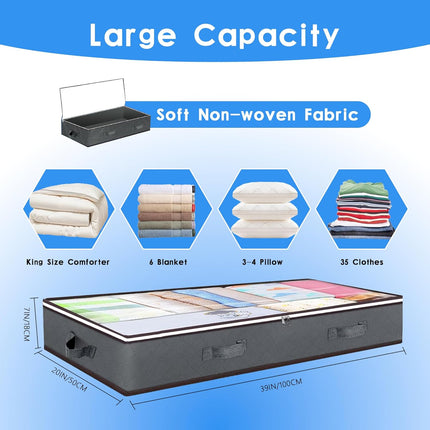CARLA HOME 4 Pack Underbed Storage Bins with 90L Large Capacity Storage Containers for Comforters, Linen, Pillows, Toys, Towels, Blankets-2050057505190580225