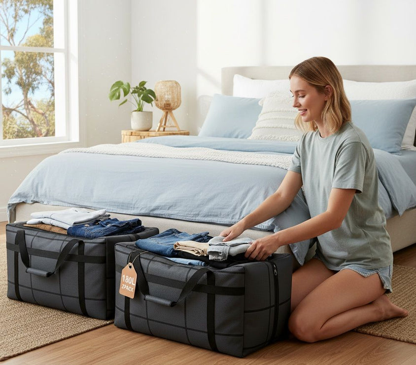 CARLA HOME 2-Pack 180L Extra Large Moving Storage Bags with Handles & Duty Zippered for Clothes, Travel, Space Saving & Camping-2050057505639370753