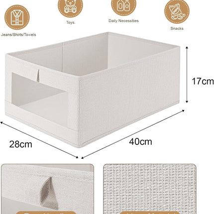CARLA HOME 6 Pack Closet Storage Bins with Clear Window for Shelves, Clothes, Toys, Wardrobe & Bedroom Organization-2050057505802948610