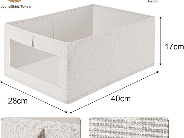 CARLA HOME 6 Pack Closet Storage Bins with Clear Window for Shelves, Clothes, Toys, Wardrobe & Bedroom Organization-2050057505802948610