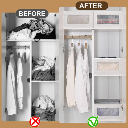 CARLA HOME 6 Pack Closet Storage Bins with Clear Window for Shelves, Clothes, Toys, Wardrobe & Bedroom Organization-2050057505802948611