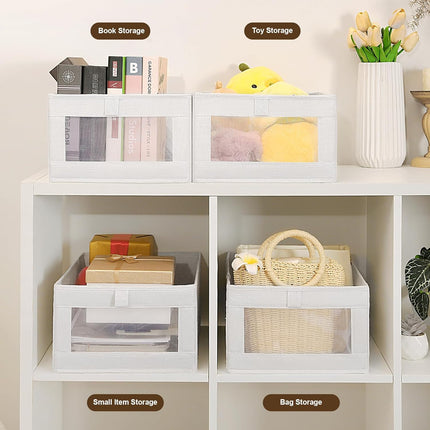 CARLA HOME 6 Pack Closet Storage Bins with Clear Window for Shelves, Clothes, Toys, Wardrobe & Bedroom Organization-2050057505802948613
