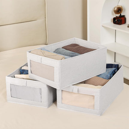CARLA HOME 6 Pack Closet Storage Bins with Clear Window for Shelves, Clothes, Toys, Wardrobe & Bedroom Organization-2050057505802948614