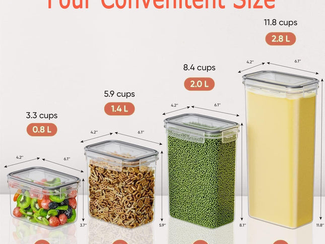 CARLA HOME 8 Piece Airtight Food Storage Containers Set with Lids & Labels for Kitchen Storage-2050057506415316994