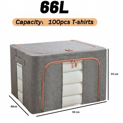 CARLA HOME 3 pack Large Clothes Storage Bins with Lids for Clothing, Bedding, Blankets, Toys (66L capacity - Grey)-2050057507010908161