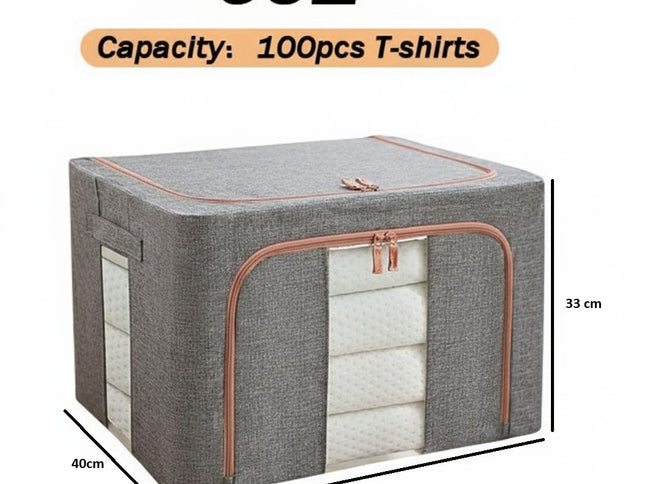 CARLA HOME 3 pack Large Clothes Storage Bins with Lids for Clothing, Bedding, Blankets, Toys (66L capacity - Grey)-2050057507010908161