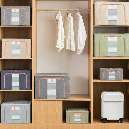 CARLA HOME 3 pack Large Clothes Storage Bins with Lids for Clothing, Bedding, Blankets, Toys (66L capacity - Beige)-2050057507174486020