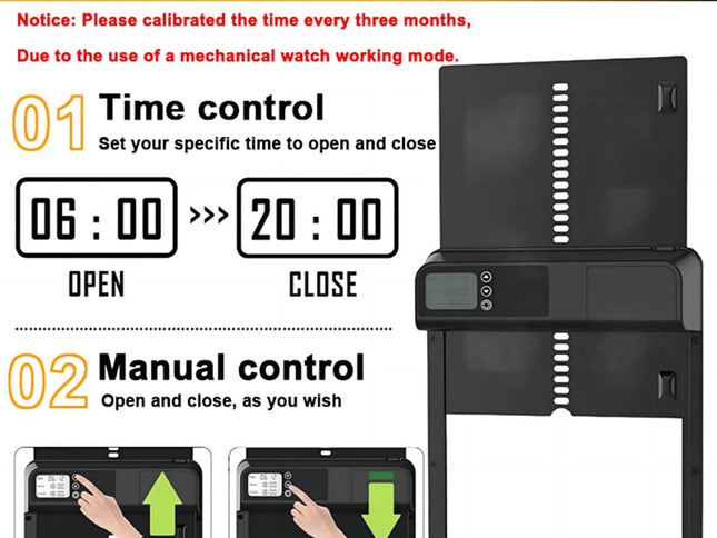CARLA HOME Automatic Chicken Coop Door with Timer & LCD Screen, Anti-Pinch Safety, Easy Battery Operation & Weatherproof for Outdoor Coops-2050057507652636673