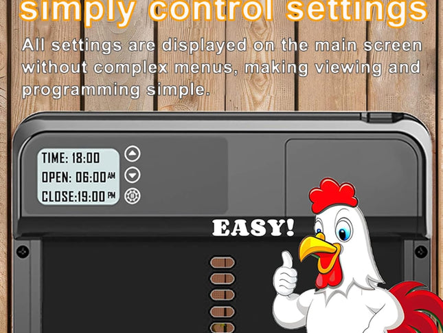 CARLA HOME Automatic Chicken Coop Door with Timer & LCD Screen, Anti-Pinch Safety, Easy Battery Operation & Weatherproof for Outdoor Coops-2050057507652636674