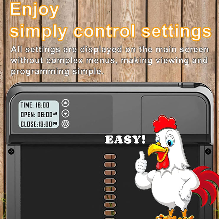 CARLA HOME Automatic Chicken Coop Door with Timer & LCD Screen, Anti-Pinch Safety, Easy Battery Operation & Weatherproof for Outdoor Coops-2050057507652636674