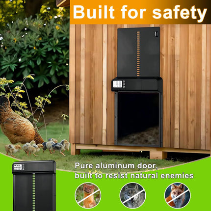 CARLA HOME Automatic Chicken Coop Door with Timer & LCD Screen, Anti-Pinch Safety, Easy Battery Operation & Weatherproof for Outdoor Coops-2050057507652636676