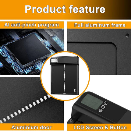 CARLA HOME Automatic Chicken Coop Door with Timer & LCD Screen, Anti-Pinch Safety, Easy Battery Operation & Weatherproof for Outdoor Coops-2050057507652636677