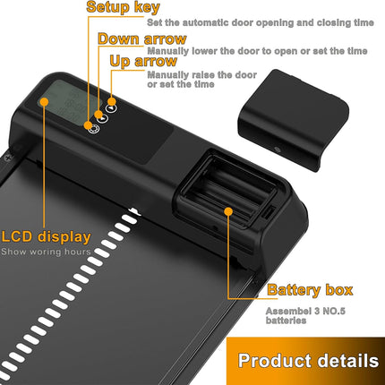 CARLA HOME Automatic Chicken Coop Door with Timer & LCD Screen, Anti-Pinch Safety, Easy Battery Operation & Weatherproof for Outdoor Coops-2050057507652636678