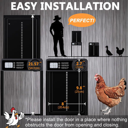 CARLA HOME Automatic Chicken Coop Door Opener with Timer Control, Anti-Pinch Protection, LCD Display & Battery Powered for Backyard Chickens-2050057507816214533