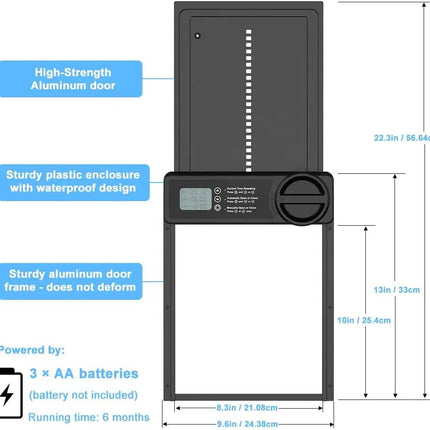 CARLA HOME Automatic Chicken Coop Door Opener with Timer Control, Anti-Pinch Protection, LCD Display & Battery Powered for Backyard Chickens-2050057507816214534