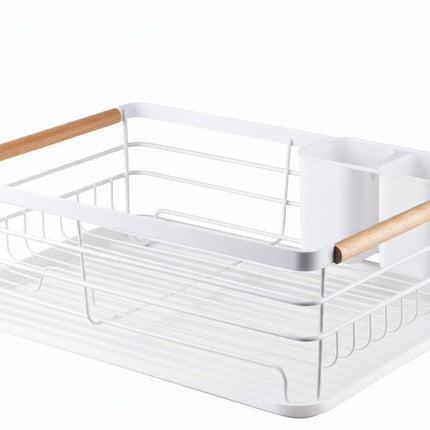CARLA HOME Dish Drying Rack with Wooden Handles, Removable Cutlery Holder & Drainboard for Kitchen Countertop-2050057509250666502