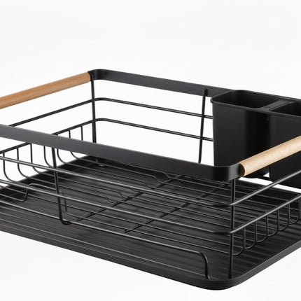 CARLA HOME Dish Drying Rack with Wooden Handles, Removable Cutlery Holder & Drainboard for Kitchen Countertop-2050057509401661446