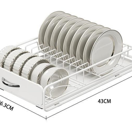 CARLA HOME 2 Pack Pull Out Dish Rack for Kitchen Cabinet with Slide Out Drawer Organizer for Plates, Bowls & Utensils-2050057509863034887