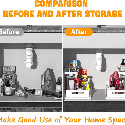 CARLA HOME 2 Tier Under Sink Organiser with Sliding Drawers for Kitchen & Bathroom-2050057510659952644